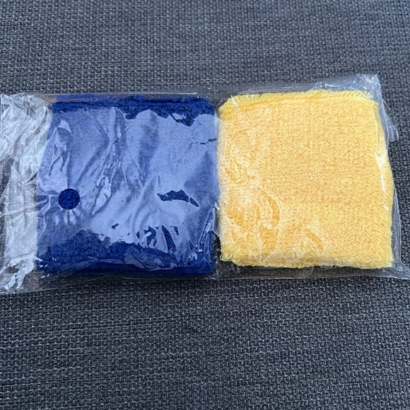 LOS ANGELES RAMS Embroidered Terry Cloth Style Wrist Sweat Bands. Yellow & Blue - Picture 2 of 6